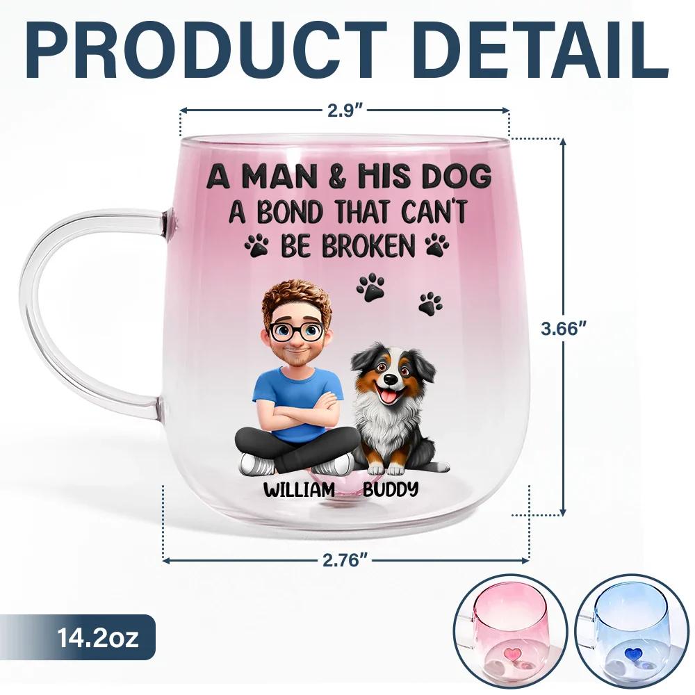 A Girl And Her Dog A Bond That Can't Be Broken - Personalized Gradient Glass Mug - Image 5