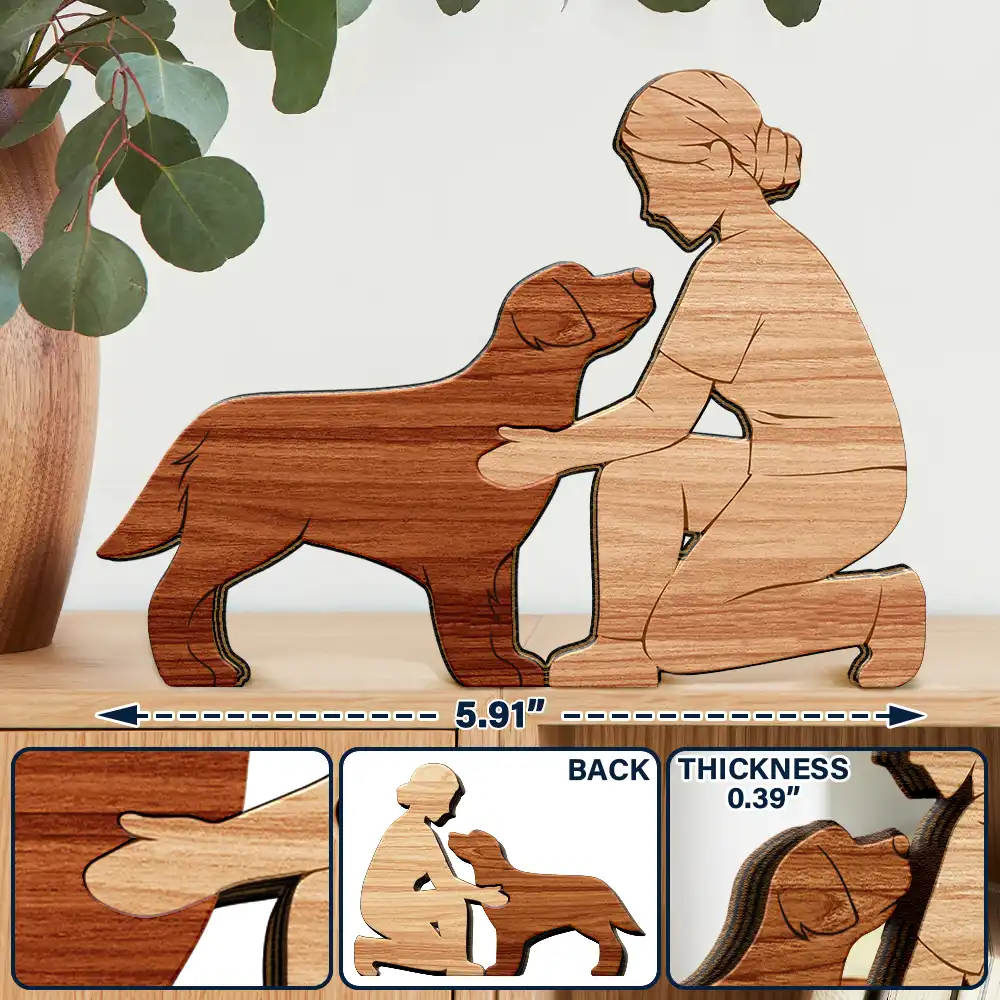 A Girl And Her Dog A Bond That Can't Be Broken - Personalized Wooden Dog Sculpture - Image 6