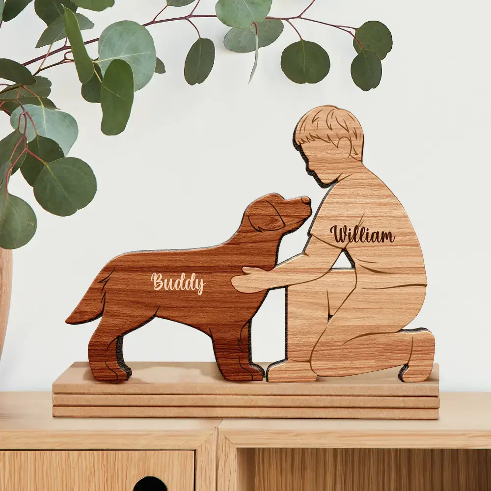 A Girl And Her Dog A Bond That Can't Be Broken - Personalized Wooden Dog Sculpture - Image 2