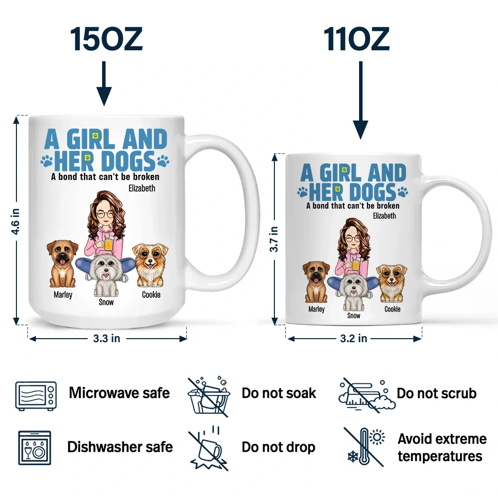 A Girl And Her Dogs A Bond That Can't Be Broken - Personalized Mug - Image 4