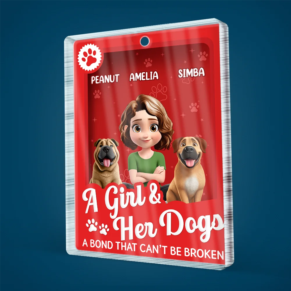 A Girl And Her Dogs - Personalized Custom Shaped Acrylic Plaque - Image 2
