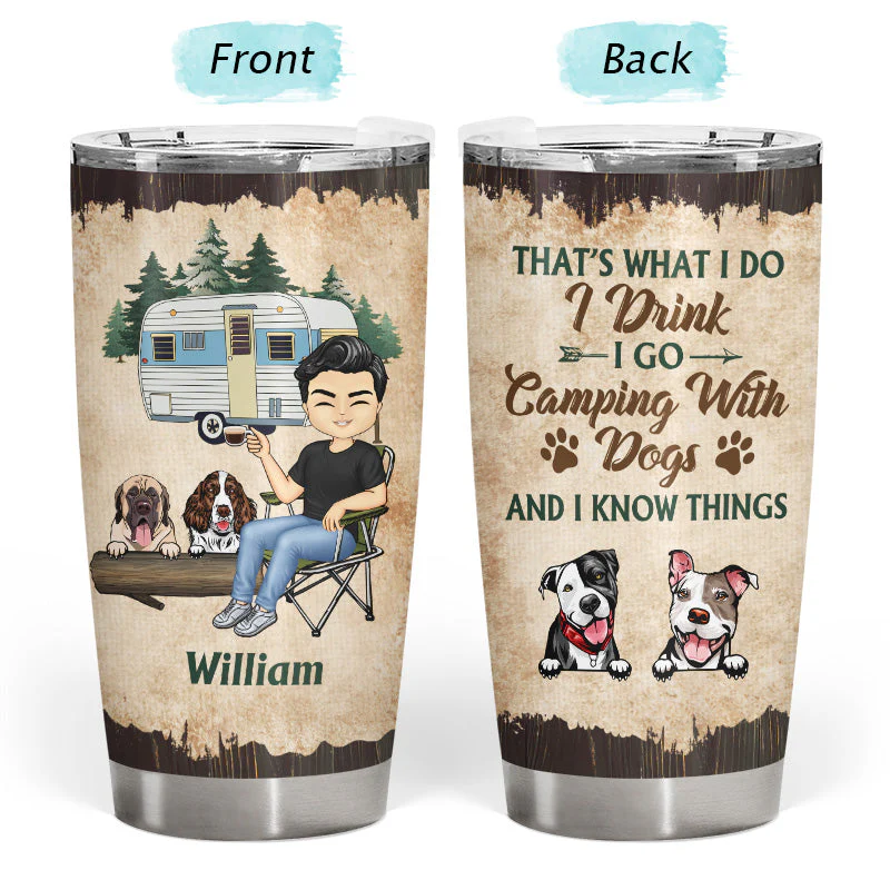 A Girl Her Dog & Her Camper - Camping Gift - Personalized Custom Tumbler - Image 3