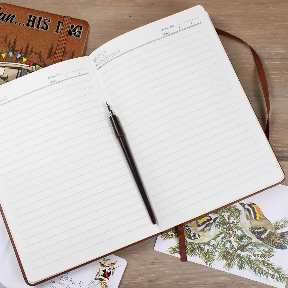 A Girl Her Dogs Camping - Personalized Leather Journal - Image 2