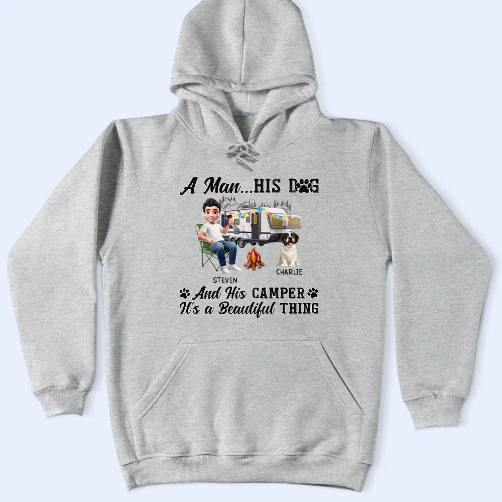 A Girl Her Dogs Camping - Personalized T Shirt - Image 4