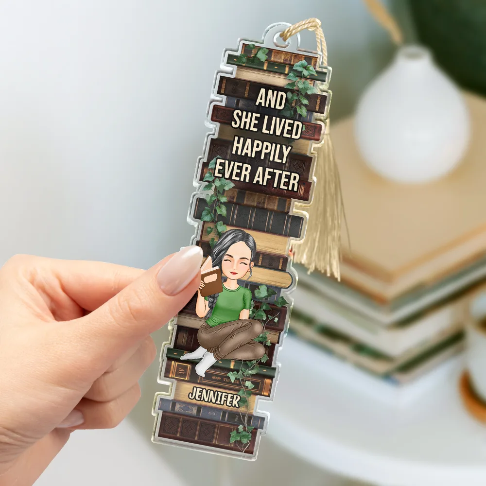 A Girl Who Loves Books Just One More Chapter - Personalized Acrylic Bookmark - Image 3