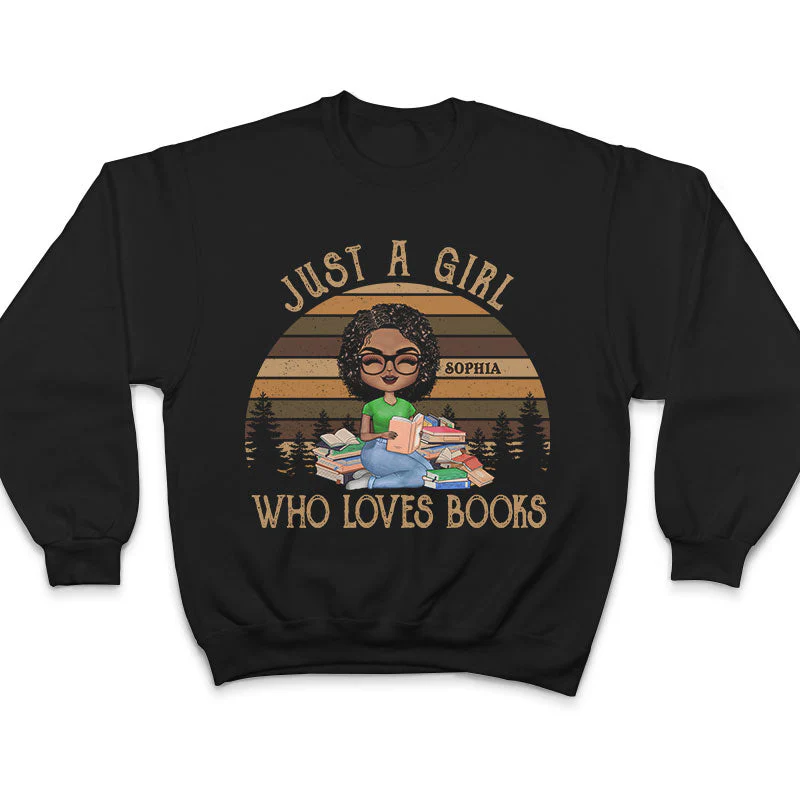 A Girl Who Loves Books Reading - Reading Gift - Personalized Custom T Shirt - Image 3