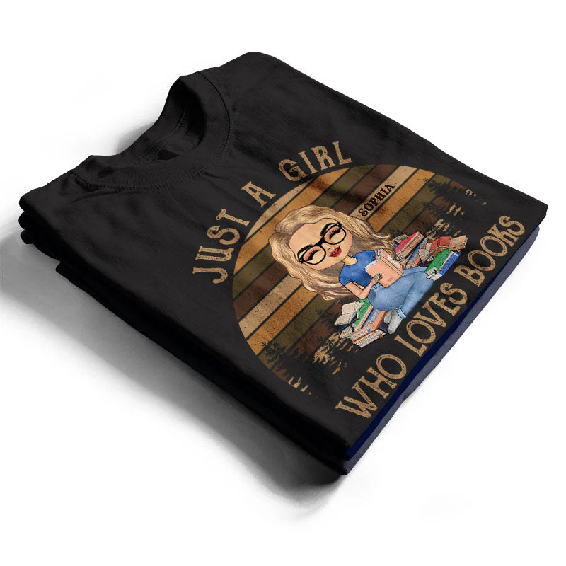 A Girl Who Loves Books Reading - Reading Gift - Personalized Custom T Shirt - Image 5