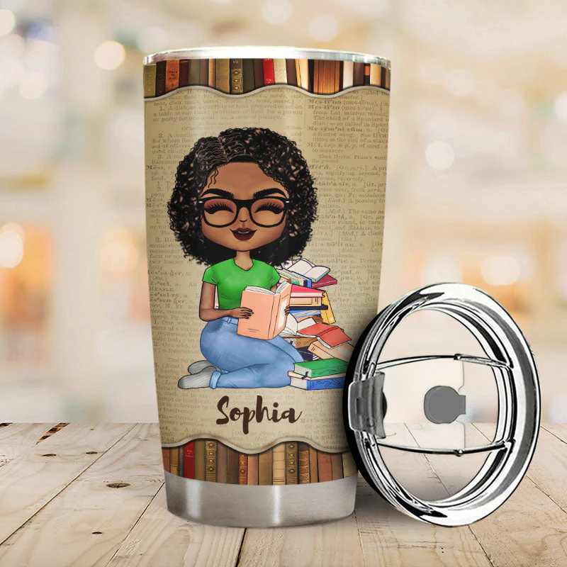 A Girl Who Loves Books Reading - Reading Gift - Personalized Custom Tumbler - Image 2