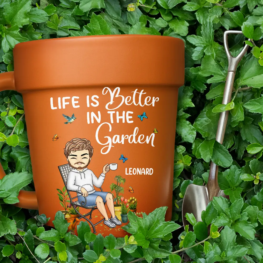 A Girl Who Loves Gardening - Personalized Plant Pot Ceramic Mug - Image 4