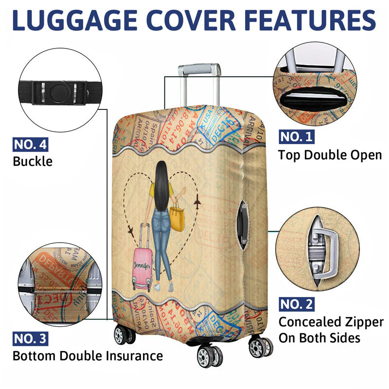A Girl Who Loves Traveling - Gift For Travel Lovers - Personalized Custom Luggage Cover - Image 5
