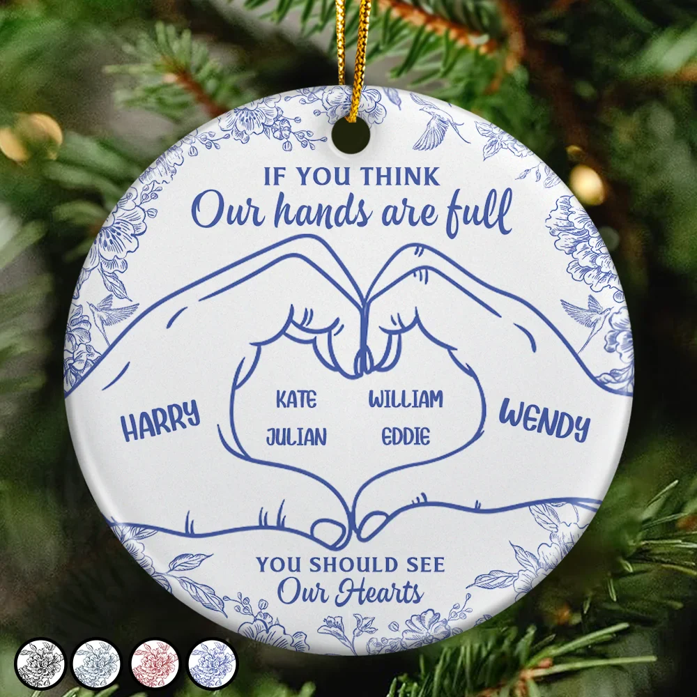 A Heart Full Of Love - Personalized Circle Ceramic Ornament