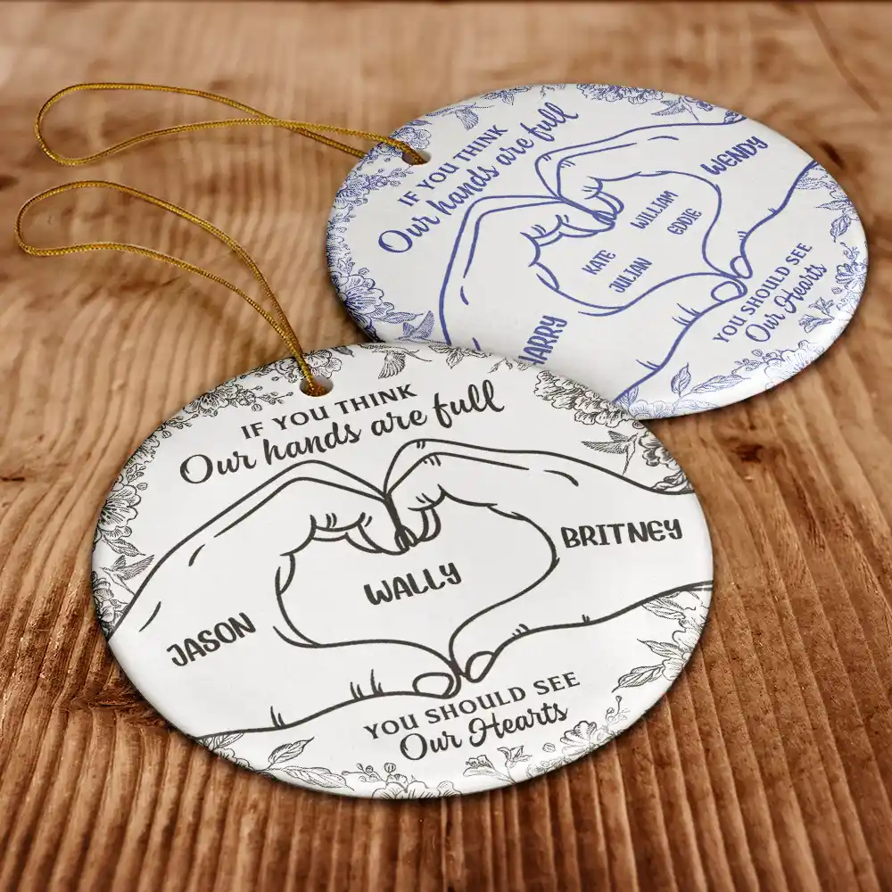 A Heart Full Of Love - Personalized Circle Ceramic Ornament - Image 6