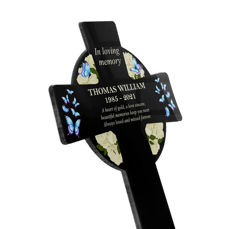 A Heart Of Gold - Memorial Gift - Personalized Custom Cross Acrylic Plaque Stake - Image 3