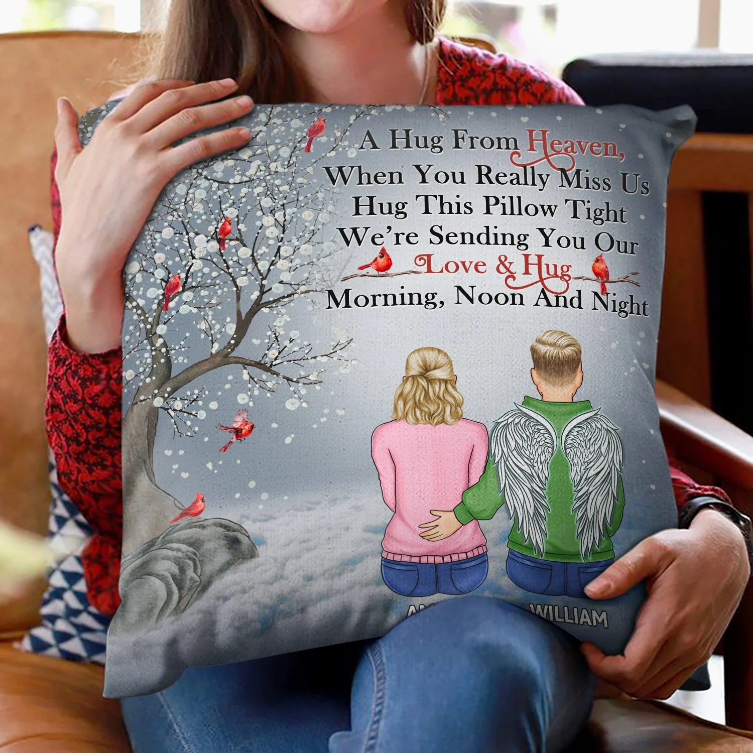 A Hug From Heaven - Memorial Gift For Family, Siblings, Friends - Personalized Pillow - Image 2