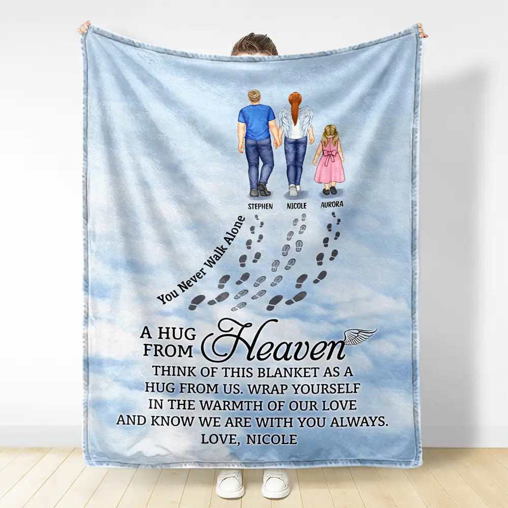 A Hug From Heaven - Personalized Fleece Blanket, Sherpa Blanket - Image 3