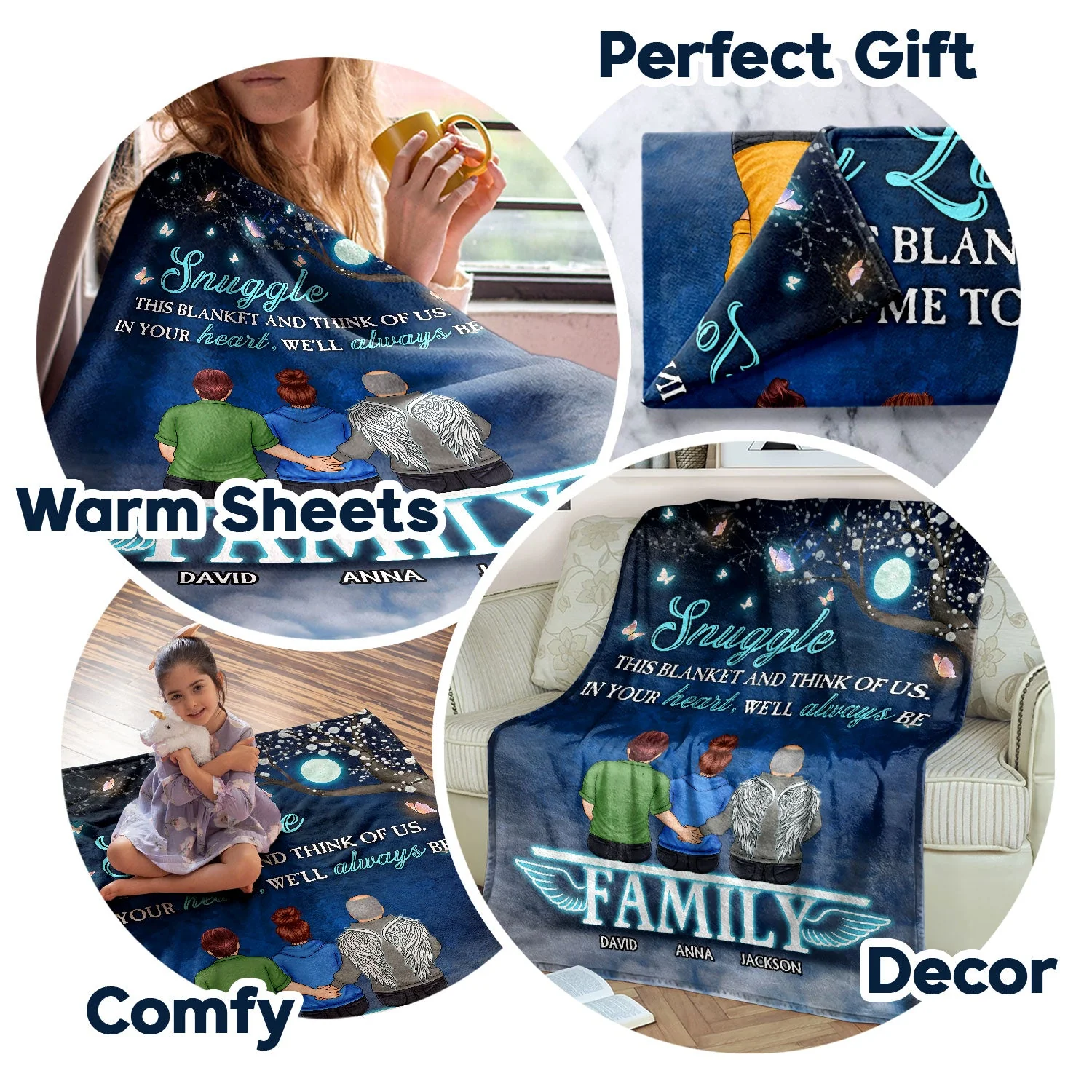 A Hug From Heaven When You Really Miss Me - Memorial, Christmas Gift For Family - Personalized Fleece Blanket - Image 5
