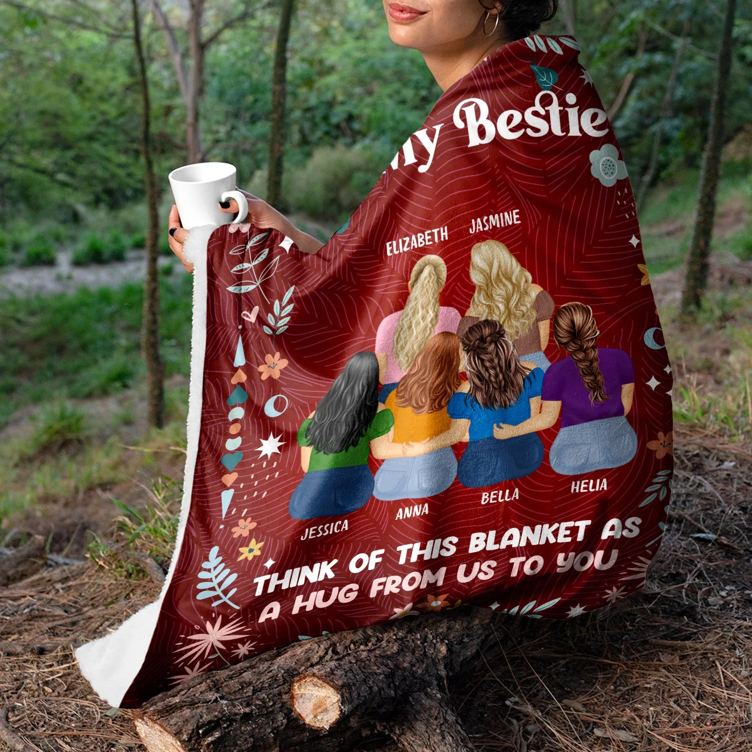 A Hug From Me To You - Gift For Sisters And Best Friends - Personalized Fleece Blanket - Image 5