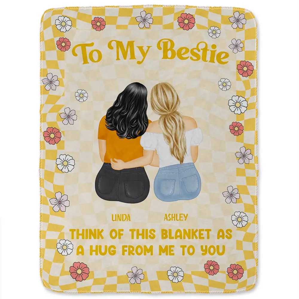 A Hug From Me To You Sister Bestie - Personalized Fleece Blanket, Sherpa Blanket - Image 2