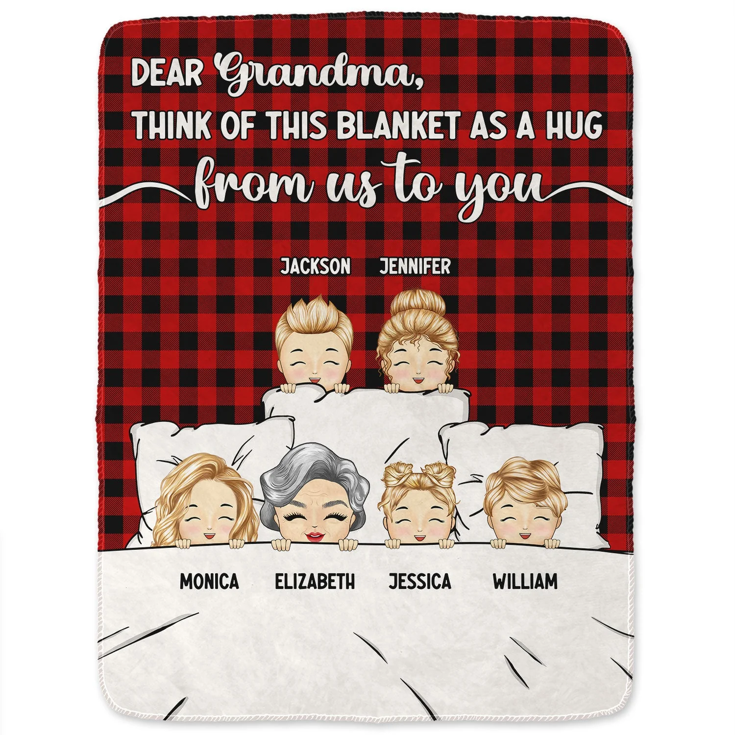 A Hug From Us To You - Gift For Grandparents - Personalized Fleece Blanket, Sherpa Blanket - Image 2