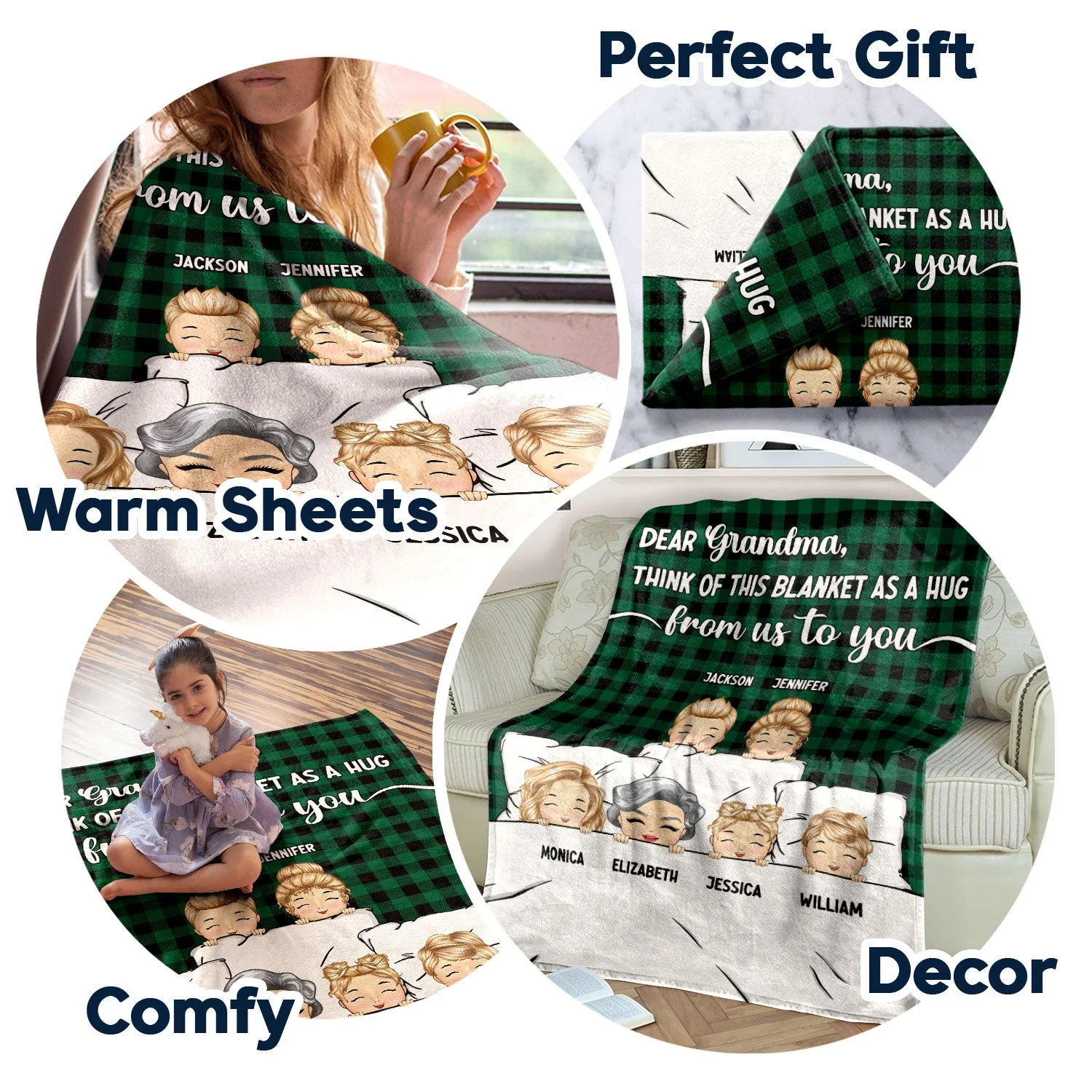 A Hug From Us To You - Gift For Grandparents - Personalized Fleece Blanket, Sherpa Blanket - Image 7