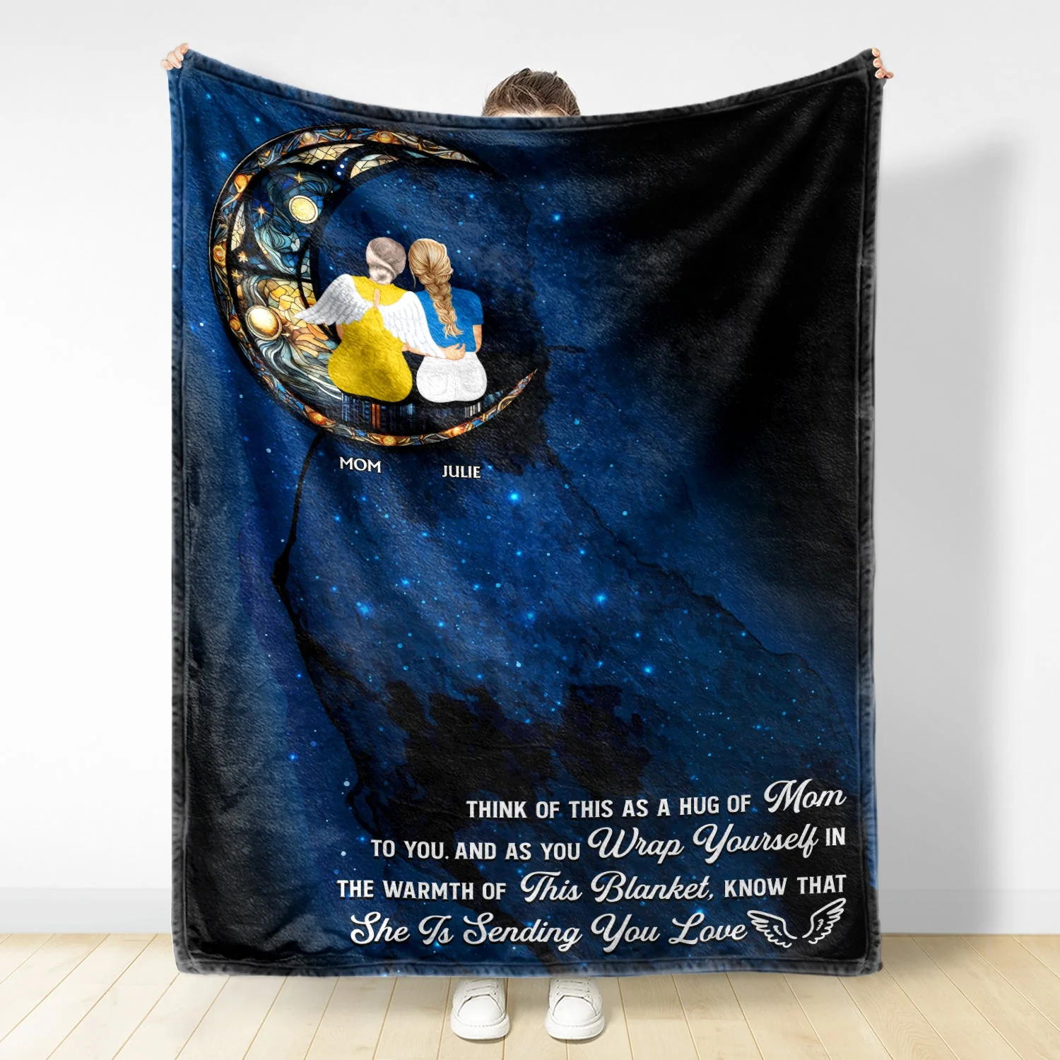 A Hug Of Mom - Memorial Gift For Daughter - Personalized Fleece Blanket - Image 2