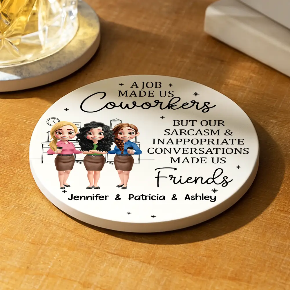 A Job Made Us Coworker - Personalized Ceramic Coaster - Image 2