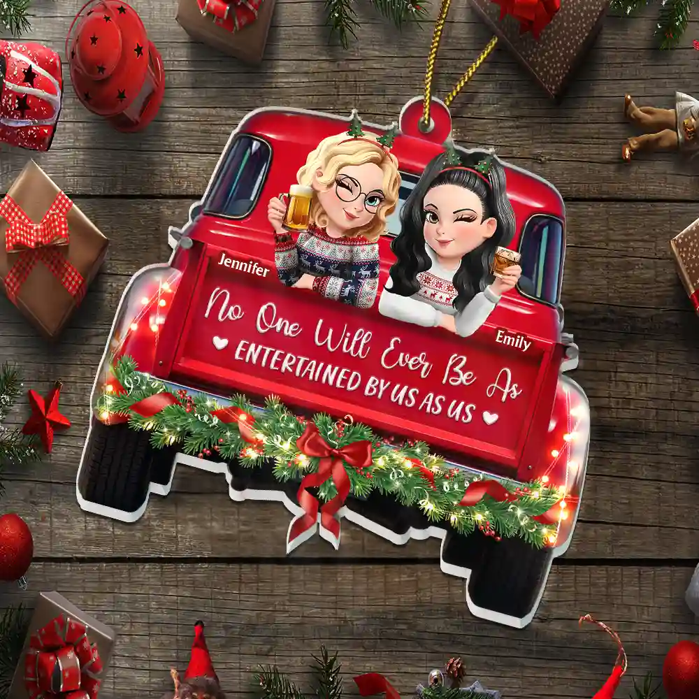 A Journey Without An End 3D Effect Bestie Red Truck - Personalized Custom Shaped Acrylic Ornament - Image 5