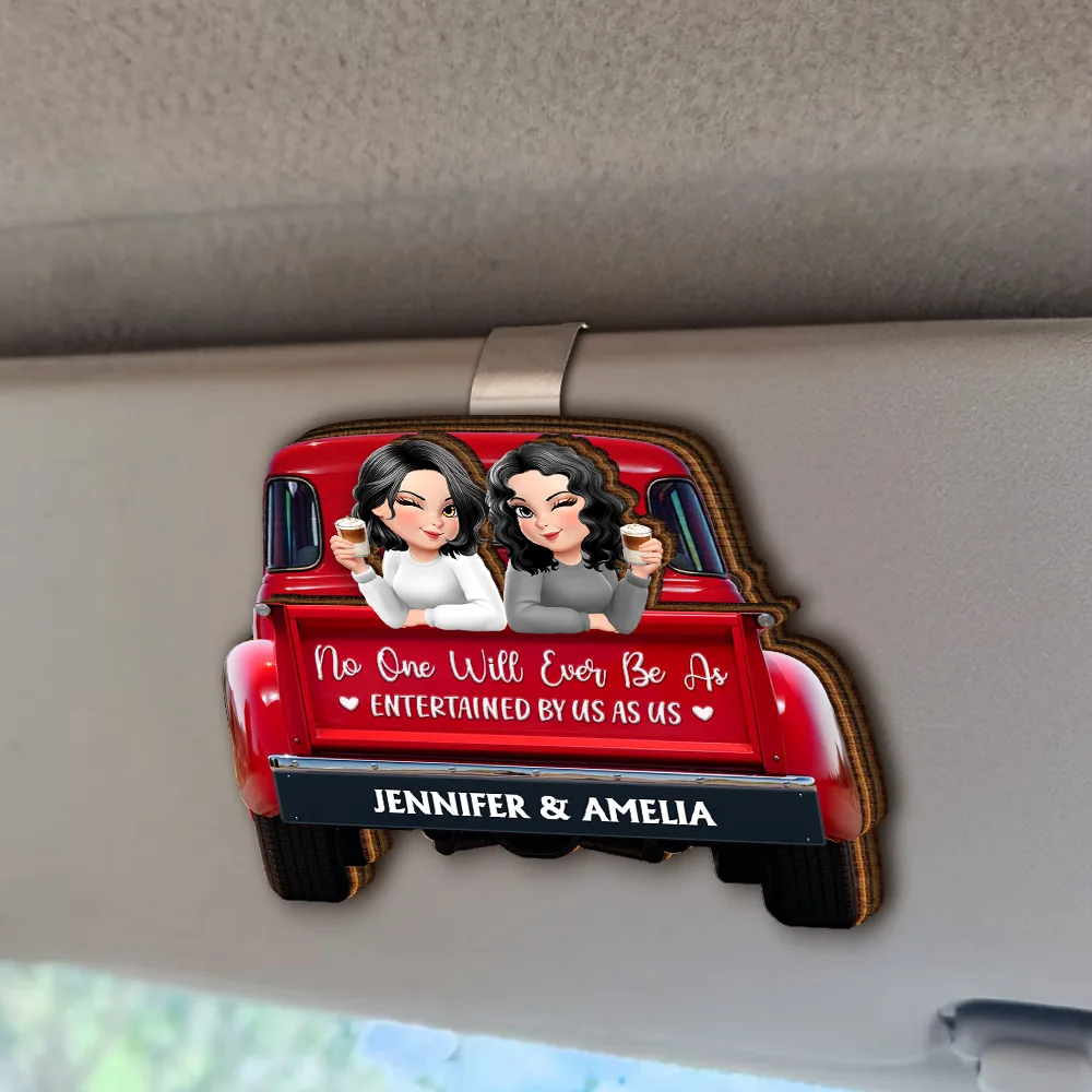 A Journey Without An End 3D Effect Bestie Red Truck - Personalized Custom Shaped Car Visor Clip - Image 2