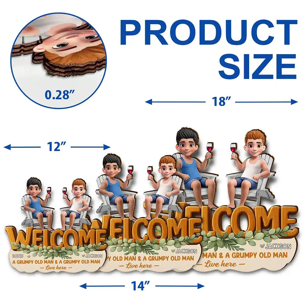 A Lovely Lady And A Grumpy Old Man Live Here - Personalized Custom Shaped Wood Sign - Image 5