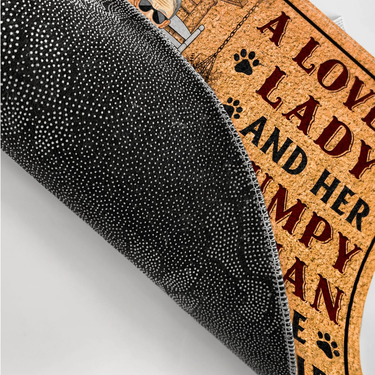 A Lovely Lady And A Grumpy Old Man Live Here With Their Crazy Dogs - Outdoor, Home Decor Gift For Family, Couple, Pet Lovers - Personalized Custom Doormat - Image 3