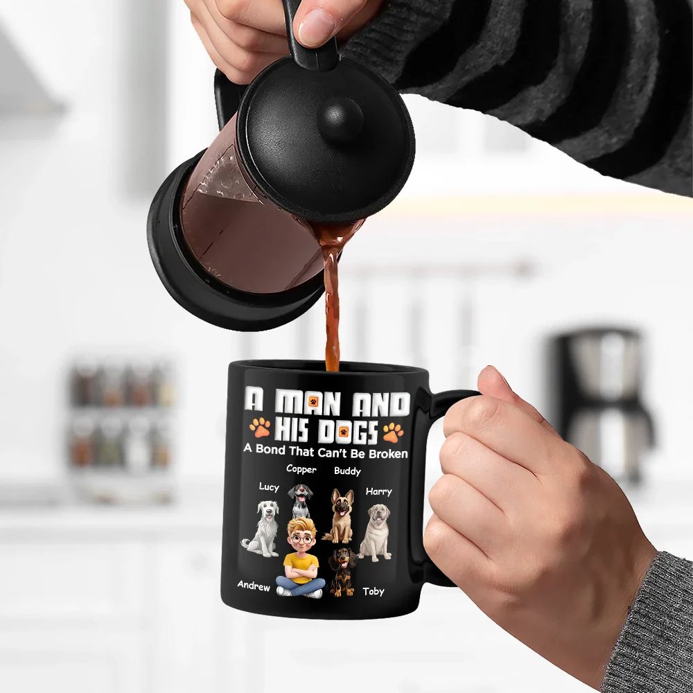 A Man And His Dog 3D Effect Christmas - Personalized Black Mug - Image 6
