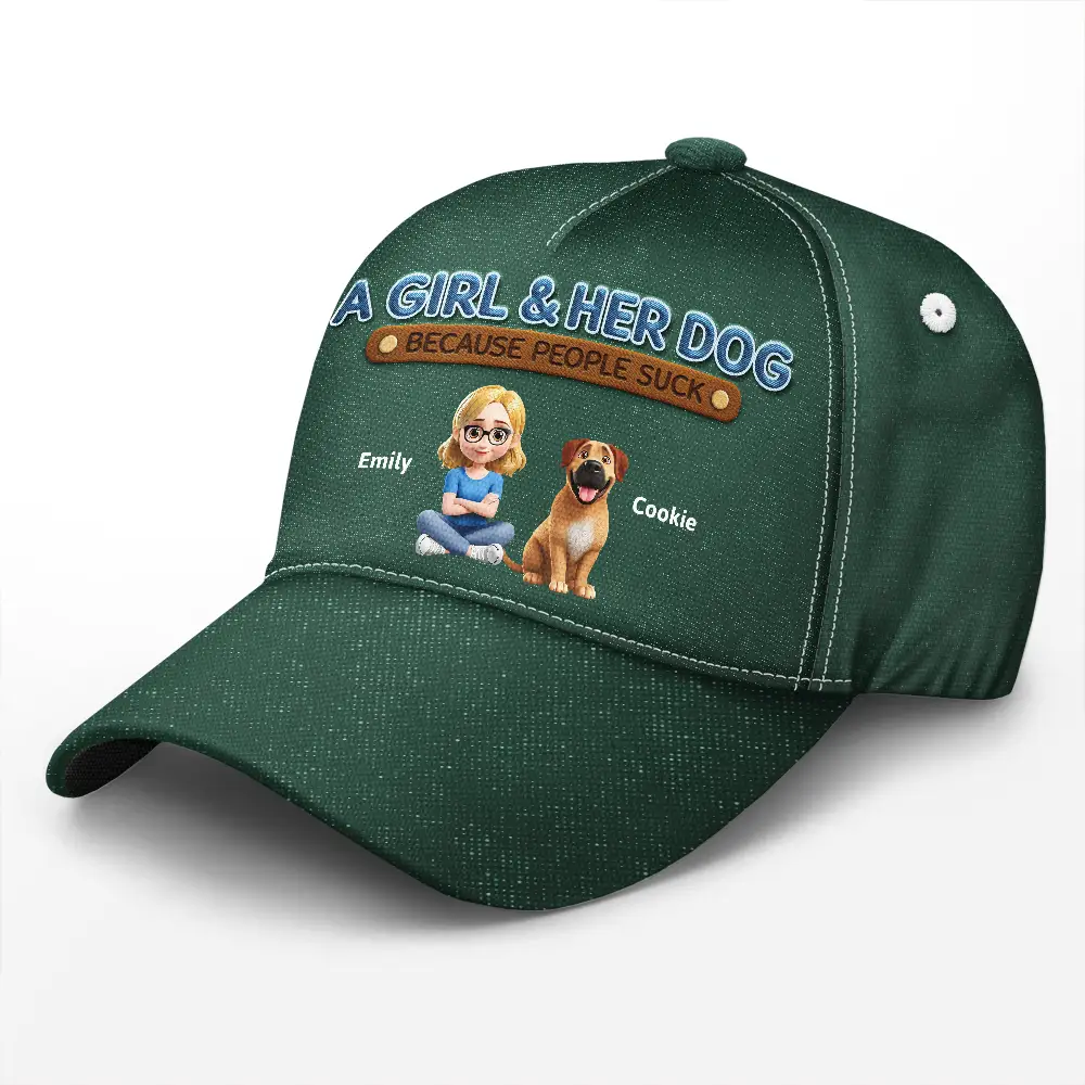 A Man And His Dog Because People Suck 3D Effect - Personalized Classic Cap - Image 2