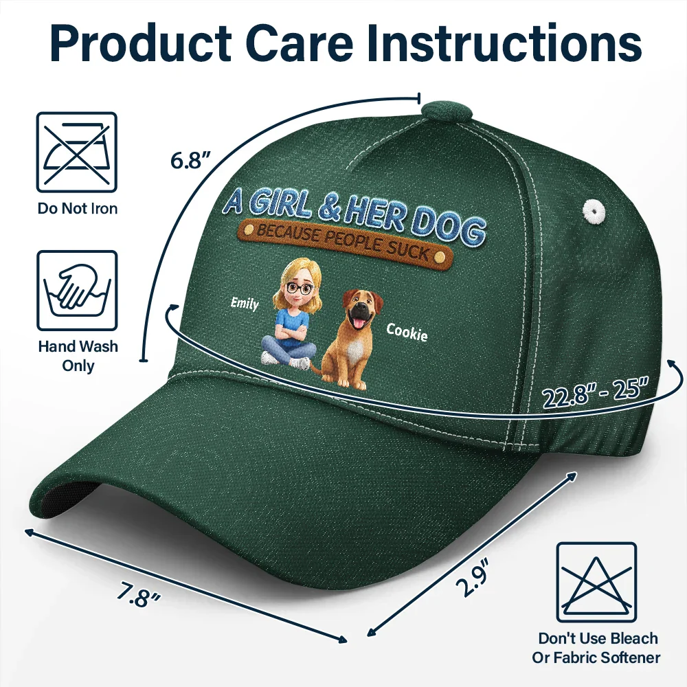 A Man And His Dog Because People Suck 3D Effect - Personalized Classic Cap - Image 6