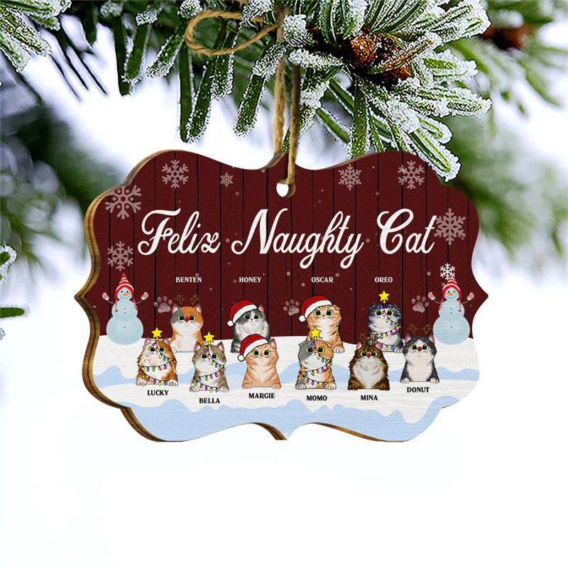A Naughty List And We Regret Nothing - Christmas Gift For Cat Lovers - Personalized Custom Wooden Ornament - Image 3