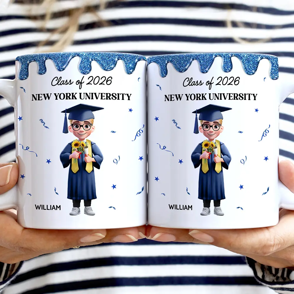 A New Chapter Begins Glitter Border - Personalized White Edge-to-Edge Mug - Image 2