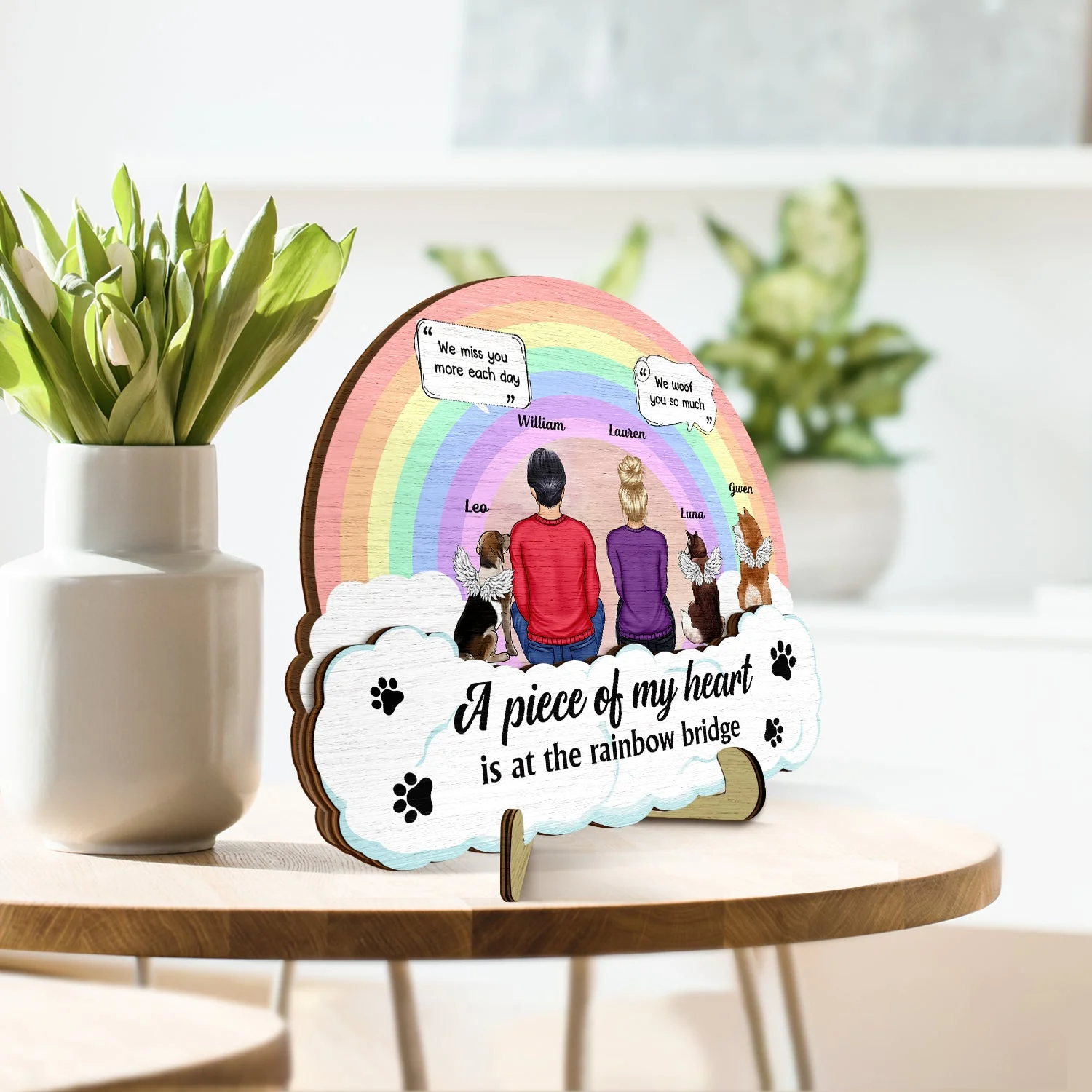 A Piece Of My Heart, Dog, Cat - Memorial Gift For Pet Lover - Personalized 2-Layered Wooden Plaque With Stand - Image 3