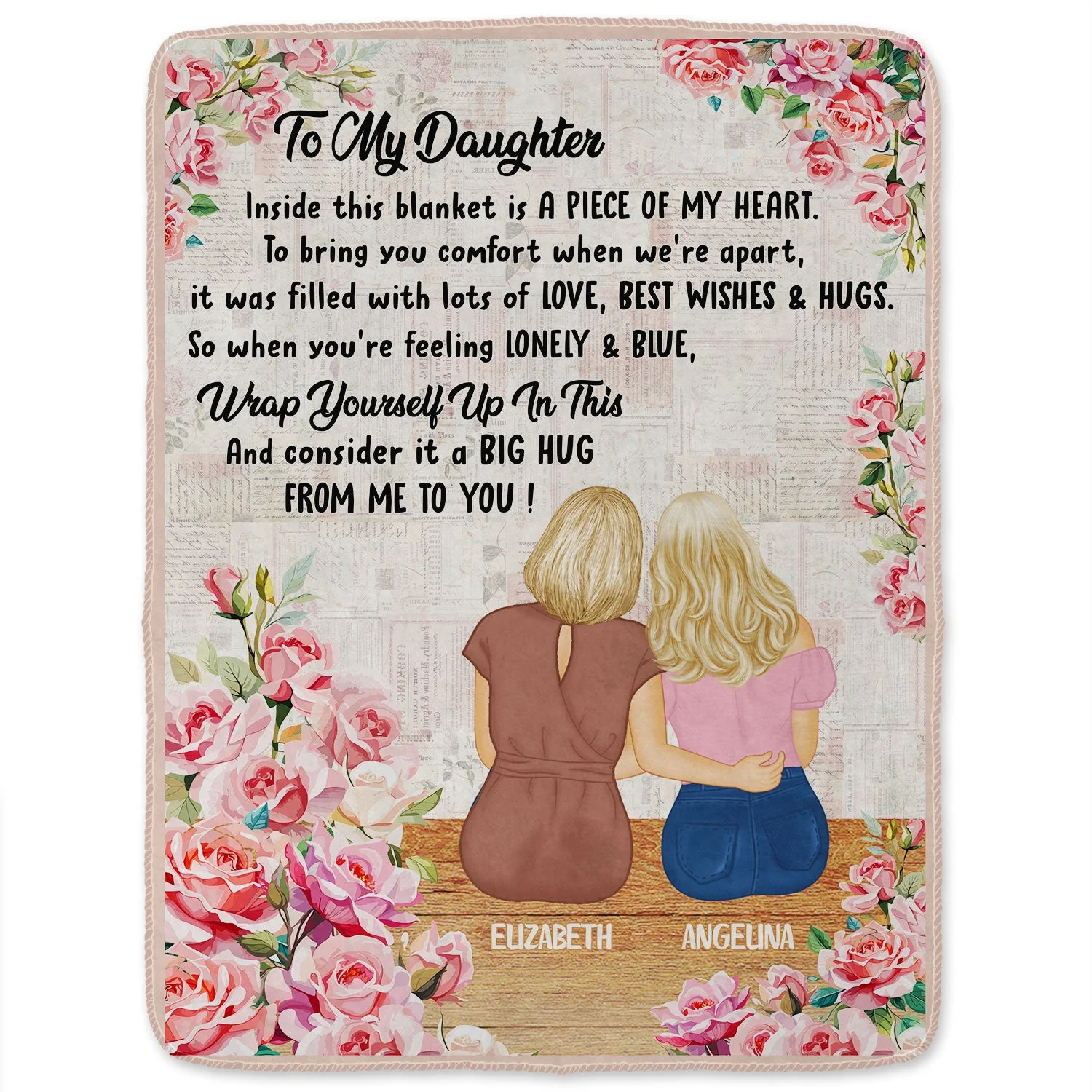 A Piece Of My Heart - Gift For Mother Daughter - Personalized Fleece Blanket, Sherpa Blanket - Image 2