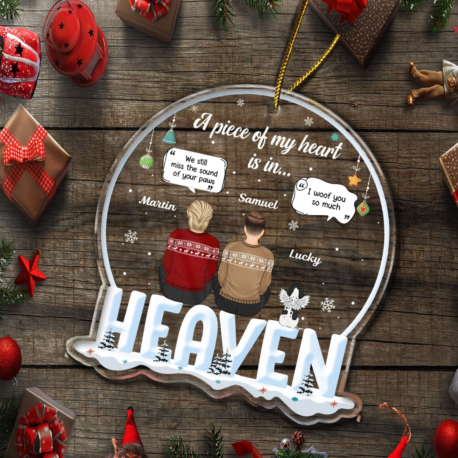 A Piece Of My Heart Is In Heaven - Memorial, Christmas Gift For Dog Lover, Cat Lover, Pet Owner - Personalized Custom Shaped Acrylic Ornament - Image 5