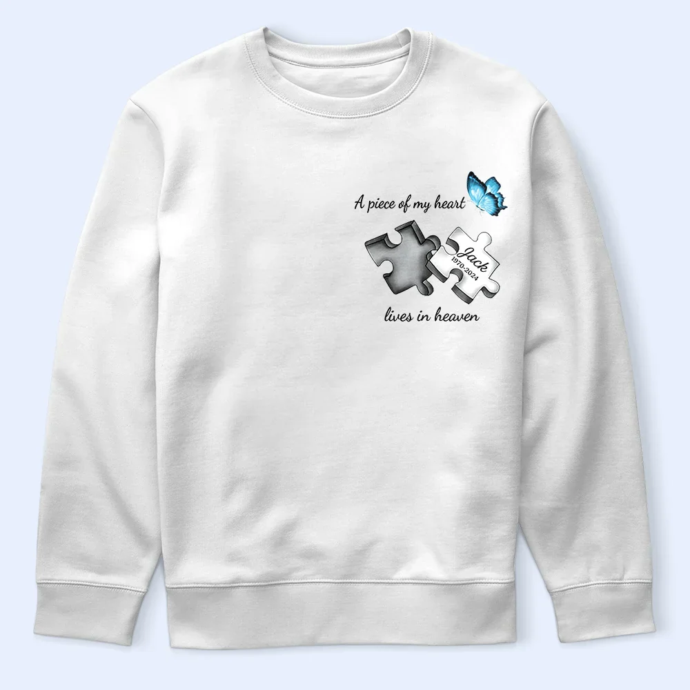 A Piece Of My Heart Lives In Heaven - Personalized T Shirt - Image 5