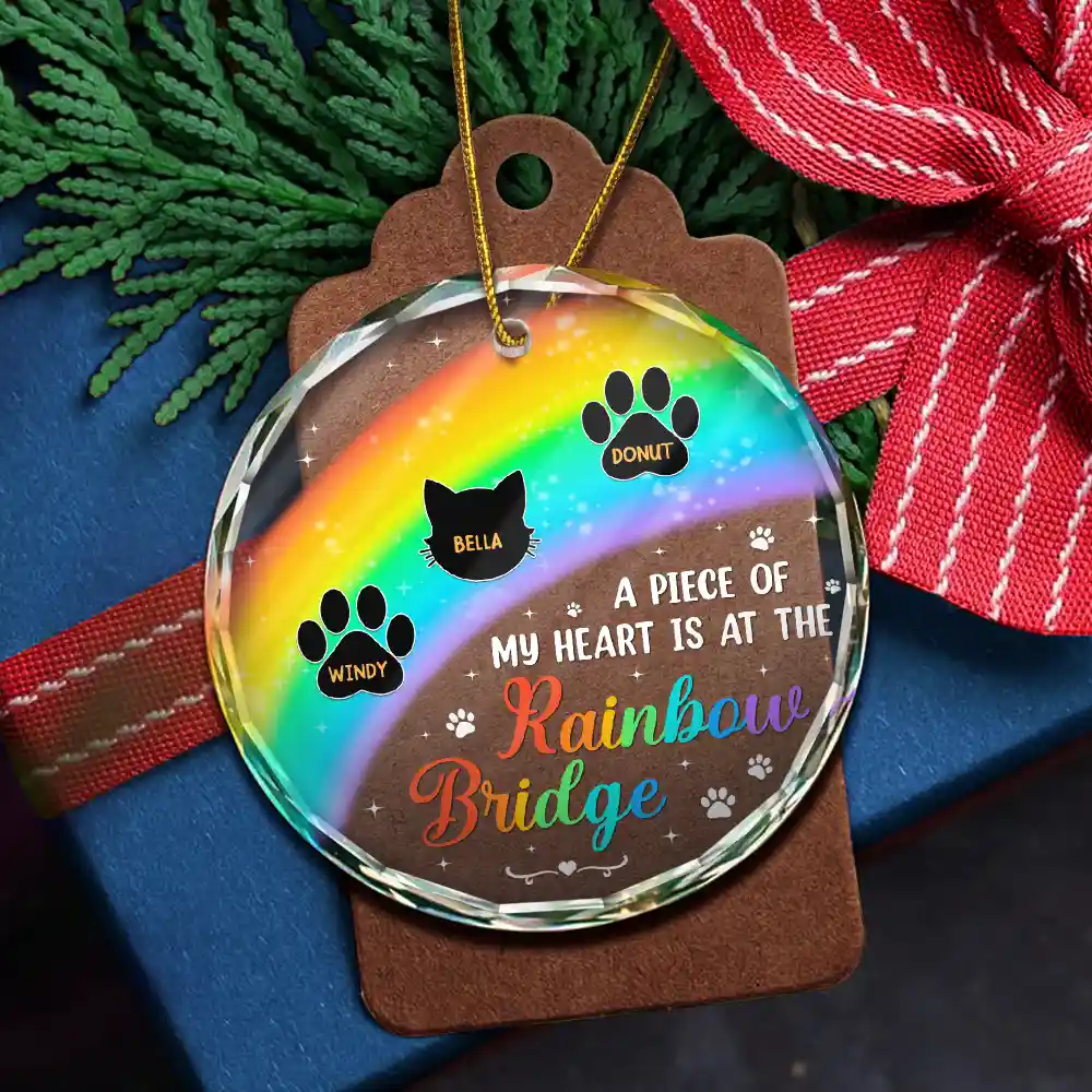 A Piece Of My Heart Memorial Christmas - Personalized Circle Glass Ornament - Image 5