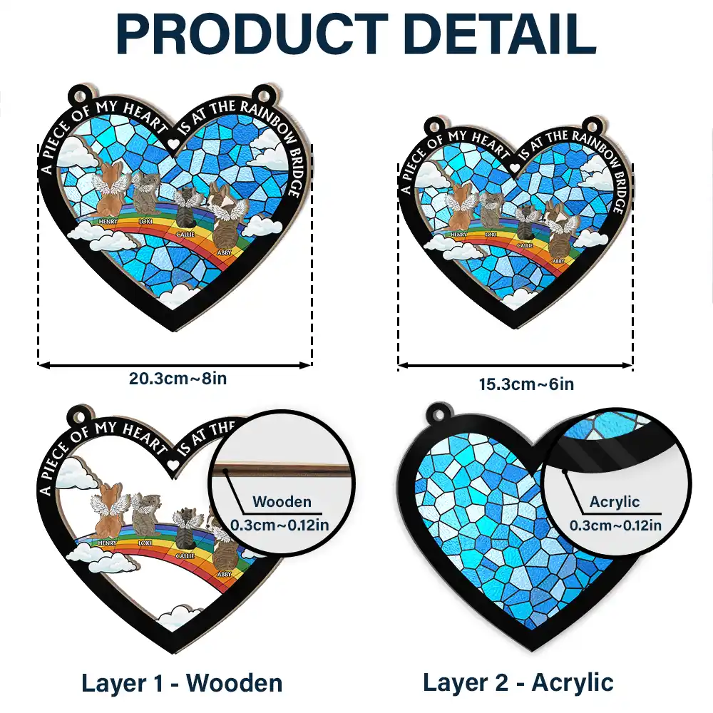 A Piece Of My Heart - Personalized Window Hanging Suncatcher Ornament - Image 5