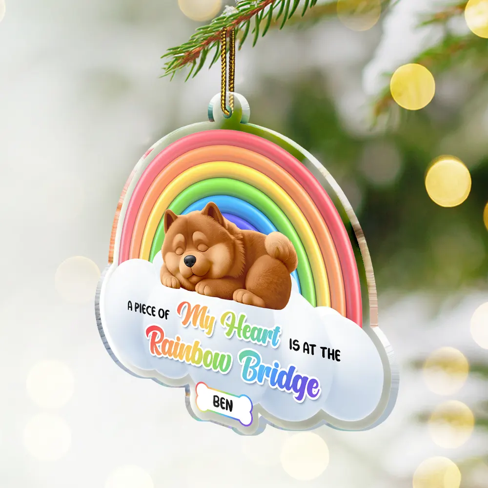 A Piece Of My Heart Sleeping Dog 3D Effect - Personalized Custom Shaped Acrylic Ornament - Image 2