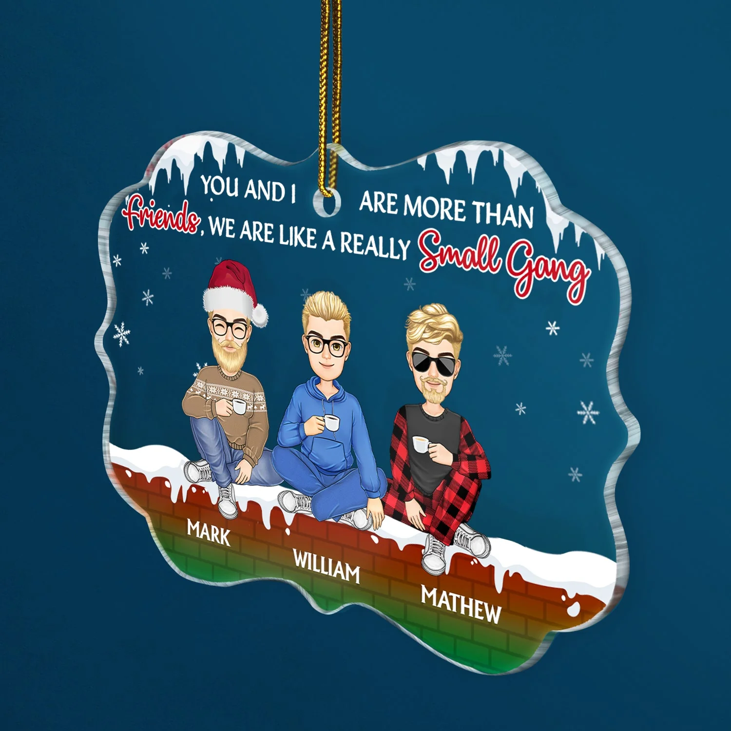 A Really Small Gang - Christmas Gift For Besties - Personalized Medallion Acrylic Ornament - Image 2