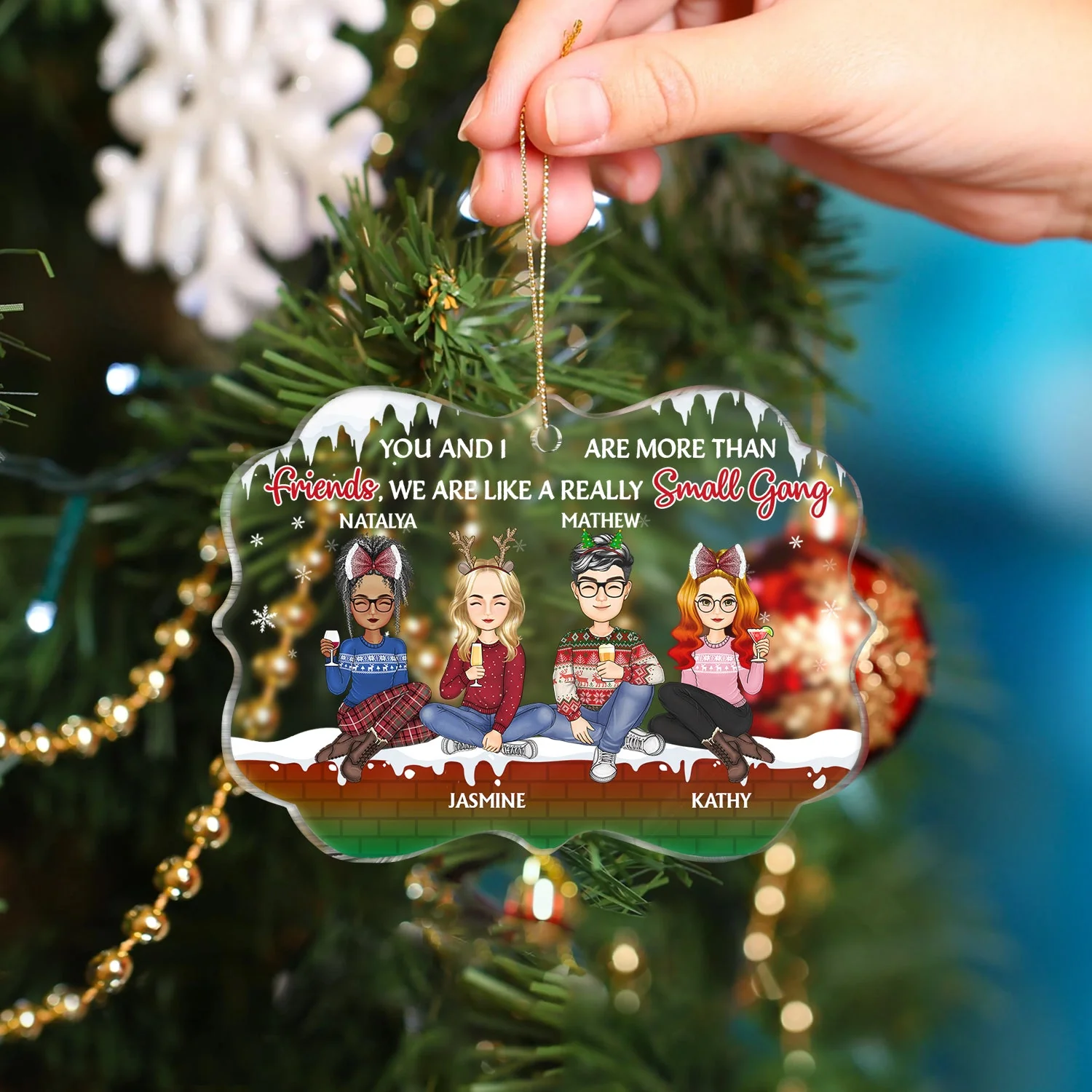 A Really Small Gang - Christmas Gift For Besties - Personalized Medallion Acrylic Ornament - Image 4