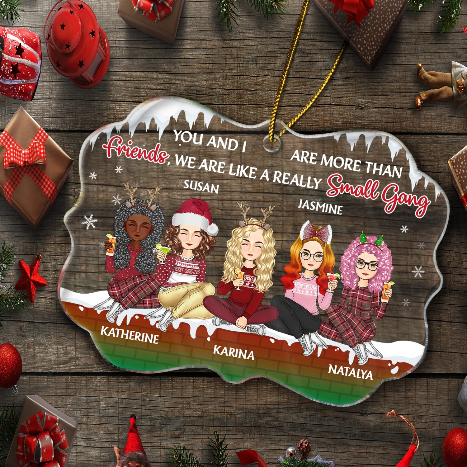 A Really Small Gang - Christmas Gift For Besties - Personalized Medallion Acrylic Ornament - Image 5