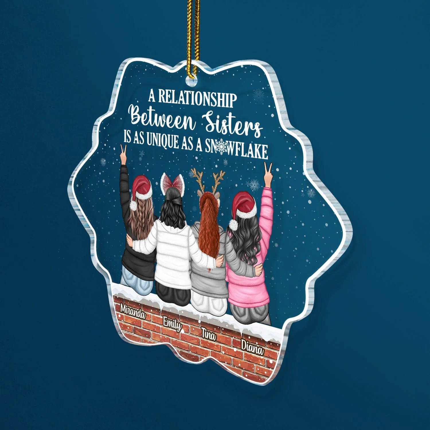 A Relationship Between Sister - Christmas Gift For Sisters - Personalized Custom Shaped Acrylic Ornament - Image 2