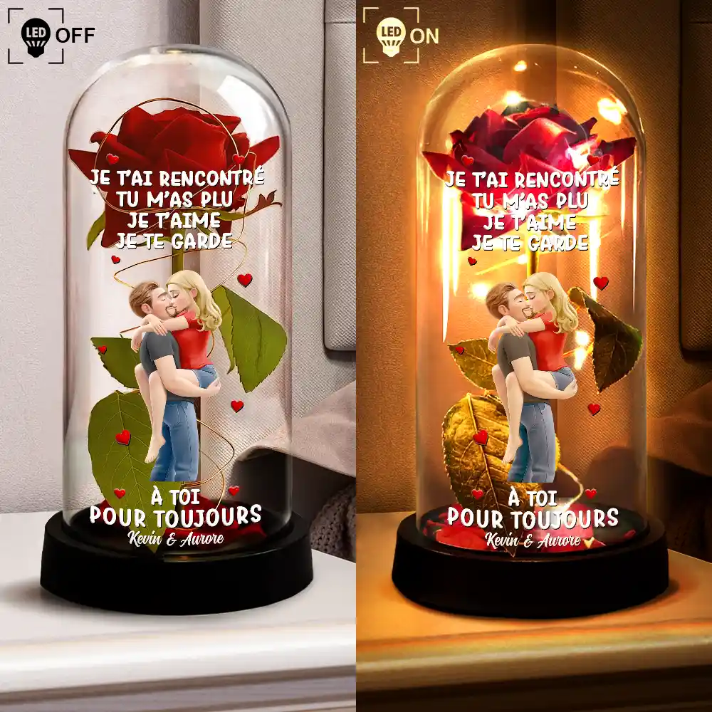 À Toi Pour Toujours - Lampe Dôme À Rose Éternelle Personnalisée - Image 4