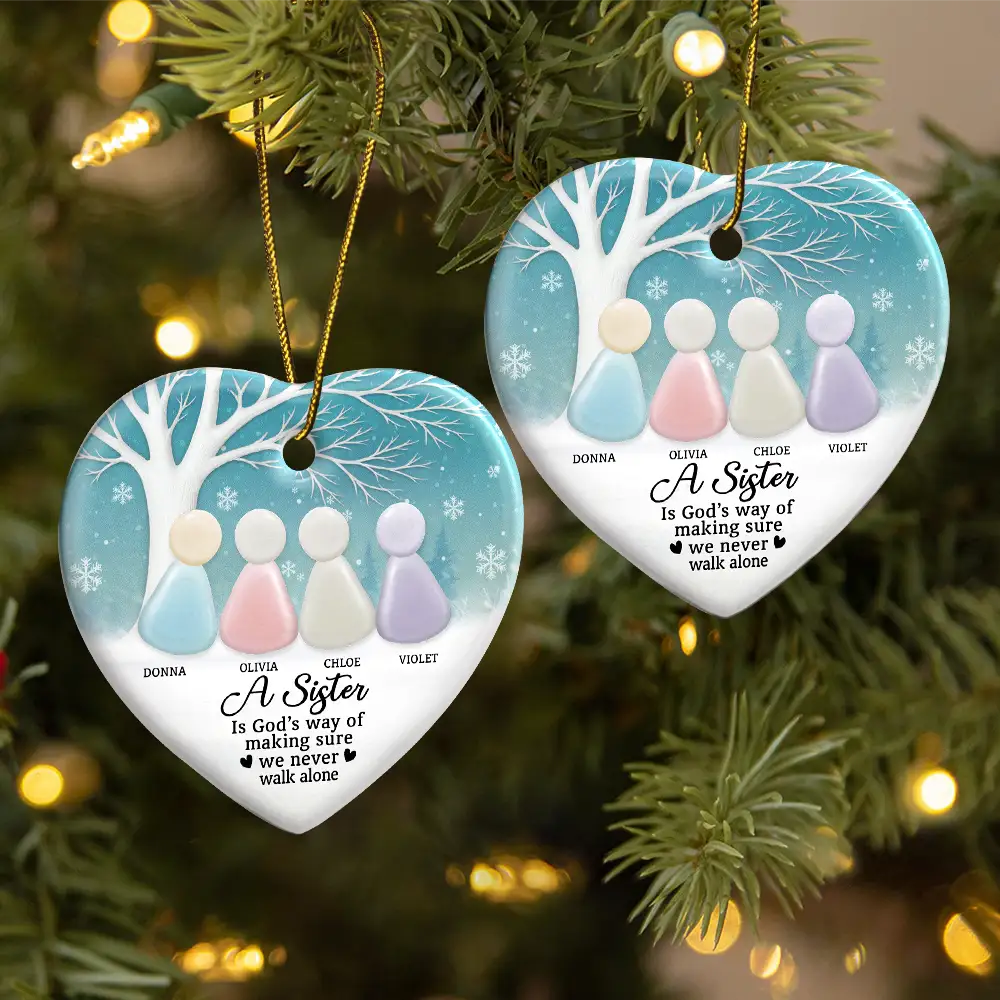 A True Friend Is Like Sea Glass 2D Sea Glass Effect - Personalized Heart Ceramic Ornament - Image 3