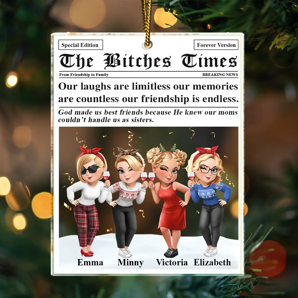 A True Friendship Is A Journey The Besties Times - Personalized Custom Shaped Acrylic Ornament - Image 3