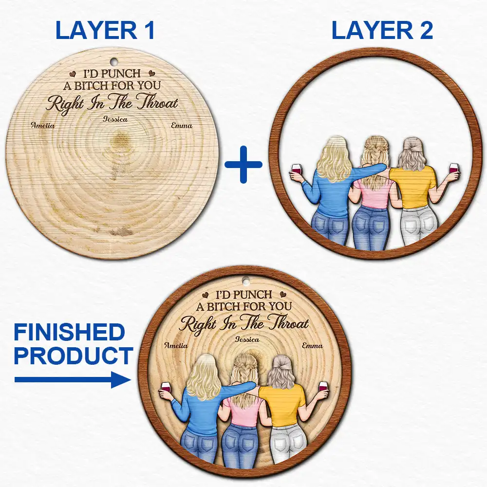 A True Friendship Is A Journey Without An End Bestie - Personalized 2-Layered Wooden Ornament - Image 6